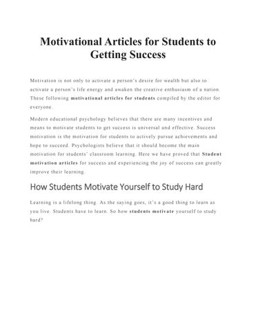 Motivation Articles for Students